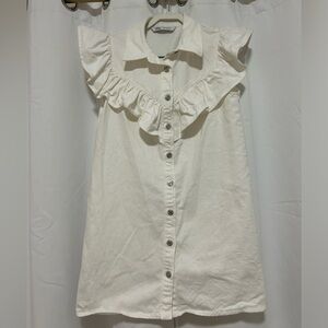 Zara Ruffled Shirt dress Oyster White Medium